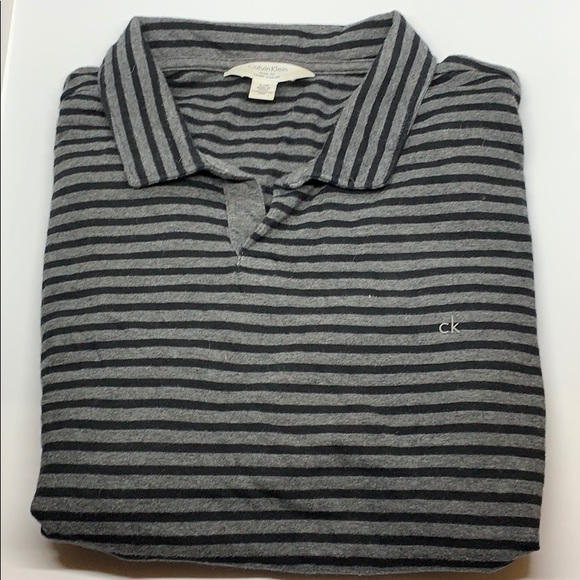 Calvin Klein black polo tee shirt stripe spotless - Picture 1 of 3